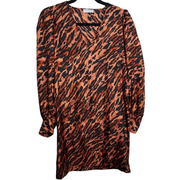Sandro Lunas Abstract Leopard Print Silk Mini Dress Sz 38 US 6 Women's - Picture 4 of 12